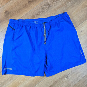 Brooks Running Shorts Mens XXL Blue Run Happy Athletic Gym Active Drawstring